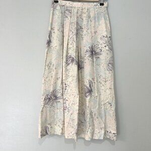 Pleated Pastel Floral Floral Cream Maxi Skirt Women’s